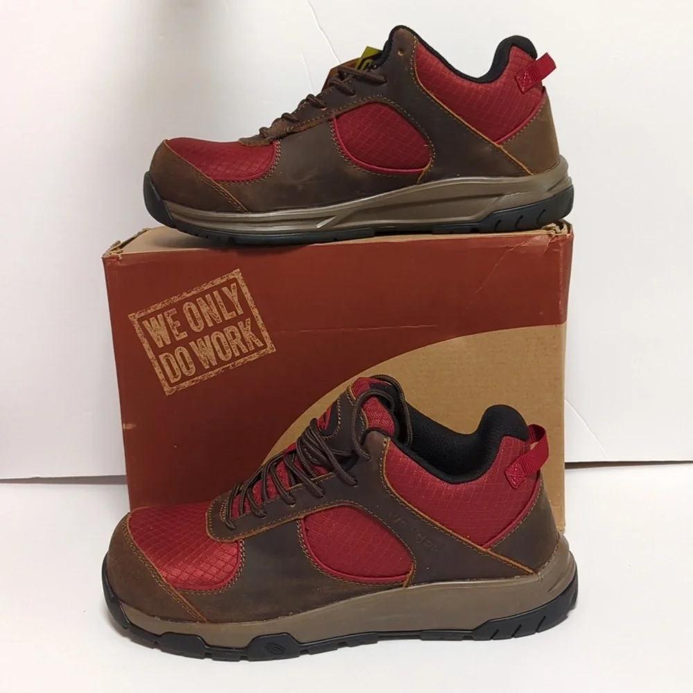 Mens Avenger Steel-toe Work Boots Edge CT Brown/Red size 8